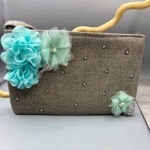 Wristlet Blue Flowers & Swarovski